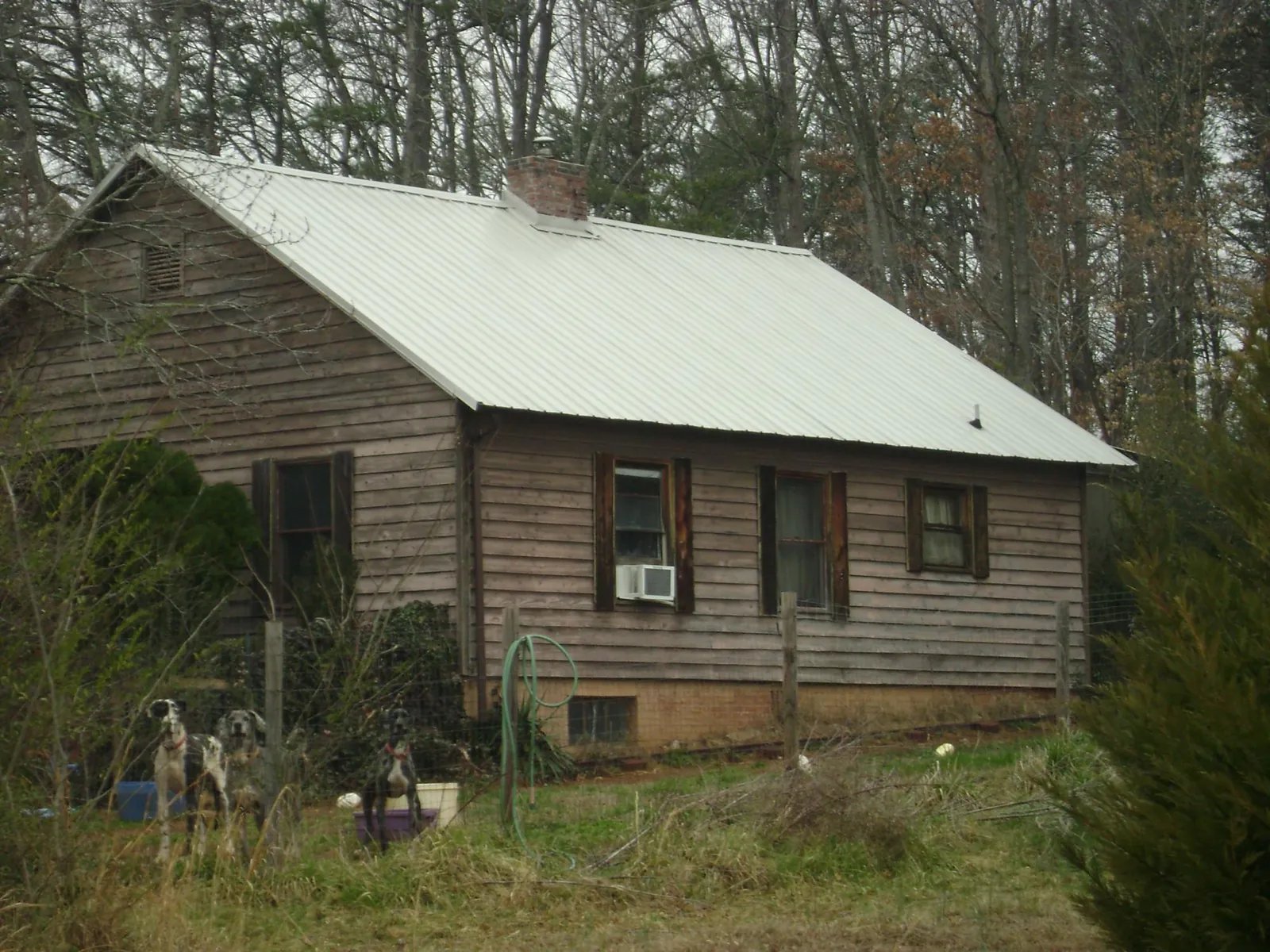 White metal roof on an old wood sided farmhouse, from a Asphalt Shingle Roof Repair job in Woodruff